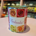 snoepblik 'bedankt'+rozen