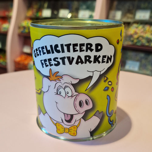 snoepblik 'feestvarken'
